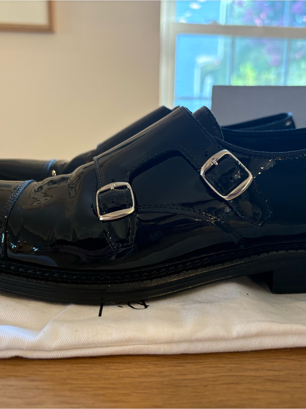 Men's Black Patent Leather Monk Strap Shoes — image 4 of 8